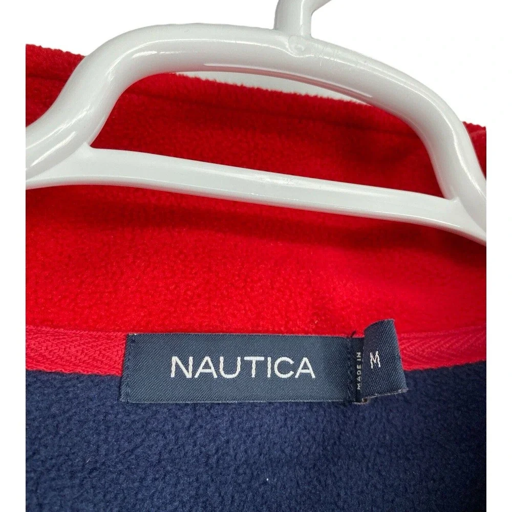 Nautica‎ Vintage Fleece Jacket Men's Blue And Red Size M Pullover